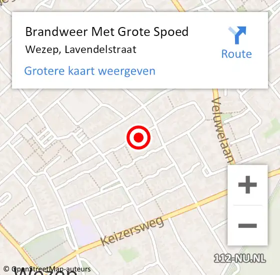 Locatie op kaart van de 112 melding: Brandweer Met Grote Spoed Naar Wezep, Lavendelstraat op 11 december 2024 00:05