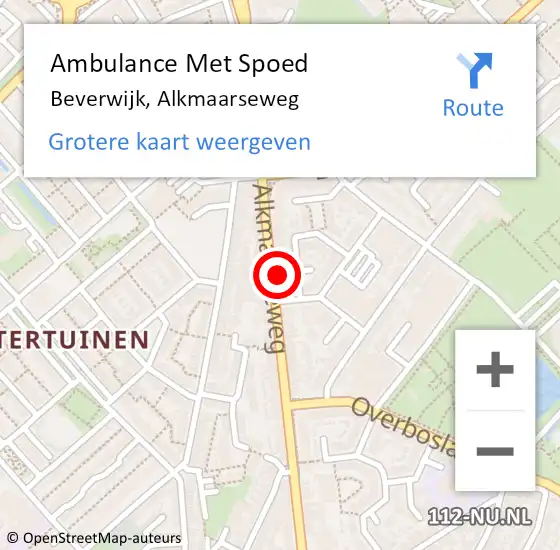 Locatie op kaart van de 112 melding: Ambulance Met Spoed Naar Beverwijk, Alkmaarseweg op 11 december 2024 00:23