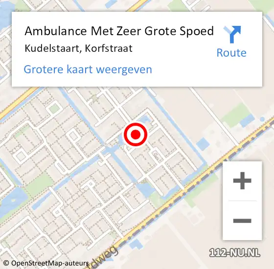 Locatie op kaart van de 112 melding: Ambulance Met Zeer Grote Spoed Naar Kudelstaart, Korfstraat op 11 december 2024 00:45