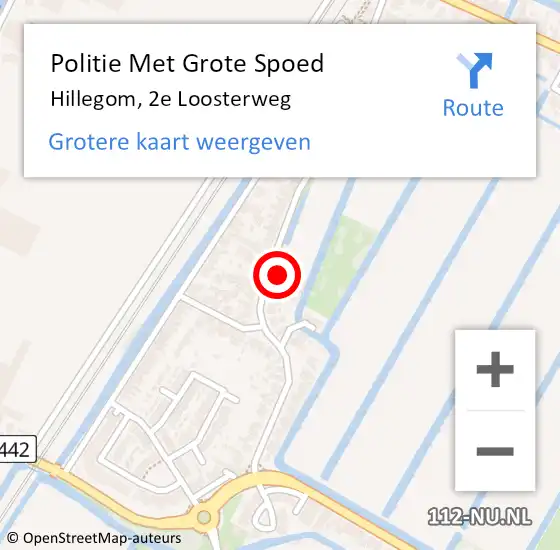 Locatie op kaart van de 112 melding: Politie Met Grote Spoed Naar Hillegom, 2e Loosterweg op 11 december 2024 01:02