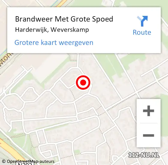 Locatie op kaart van de 112 melding: Brandweer Met Grote Spoed Naar Harderwijk, Weverskamp op 11 december 2024 02:50