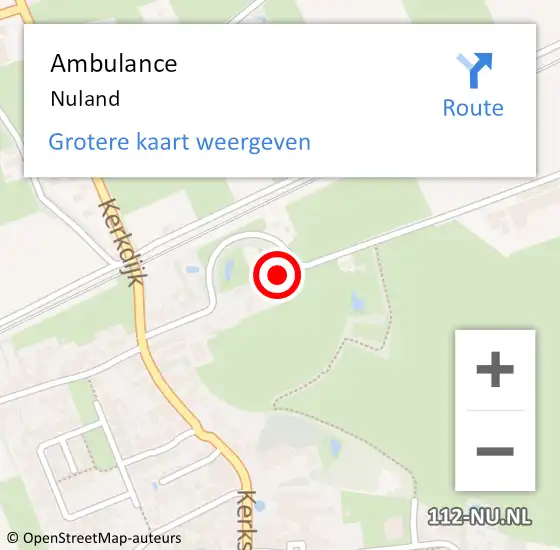 Locatie op kaart van de 112 melding: Ambulance Nuland op 11 december 2024 03:17