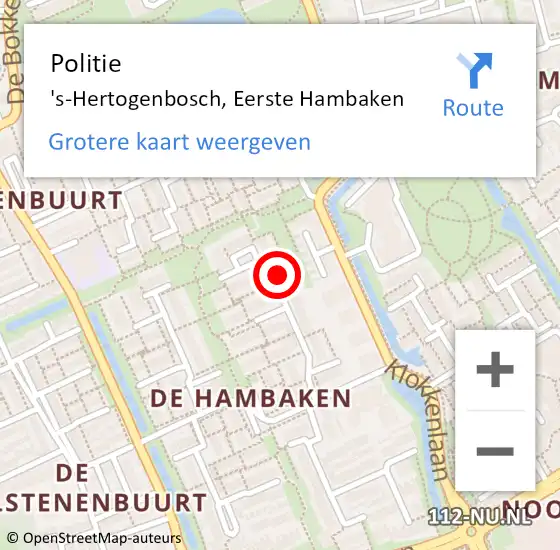 Locatie op kaart van de 112 melding: Politie 's-Hertogenbosch, Eerste Hambaken op 11 december 2024 04:27