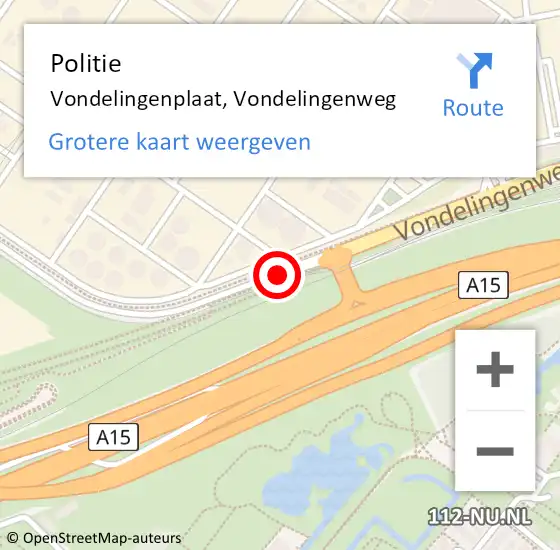 Locatie op kaart van de 112 melding: Politie Vondelingenplaat, Vondelingenweg op 11 december 2024 06:53