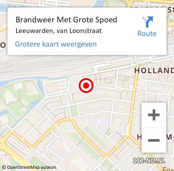 Locatie op kaart van de 112 melding: Brandweer Met Grote Spoed Naar Leeuwarden, van Loonstraat op 11 december 2024 06:58