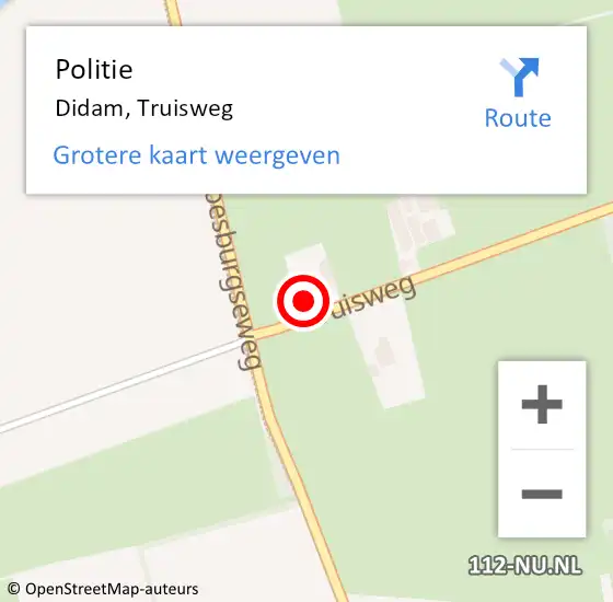 Locatie op kaart van de 112 melding: Politie Didam, Truisweg op 11 december 2024 07:22