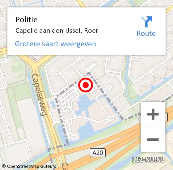 Locatie op kaart van de 112 melding: Politie Capelle aan den IJssel, Roer op 11 december 2024 07:24