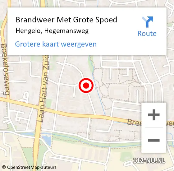 Locatie op kaart van de 112 melding: Brandweer Met Grote Spoed Naar Hengelo, Hegemansweg op 11 december 2024 08:00