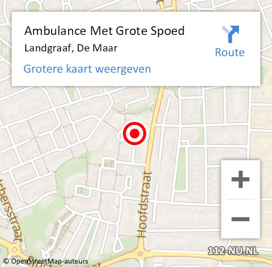 Locatie op kaart van de 112 melding: Ambulance Met Grote Spoed Naar Landgraaf, De Maar op 30 oktober 2014 01:05