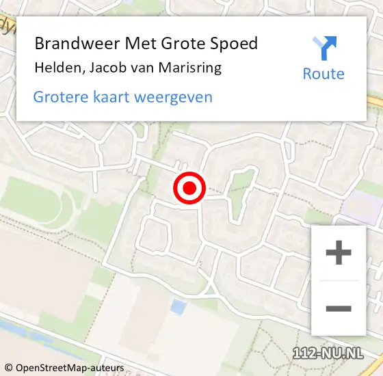 Locatie op kaart van de 112 melding: Brandweer Met Grote Spoed Naar Helden, Jacob van Marisring op 11 december 2024 08:13