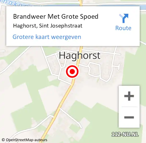 Locatie op kaart van de 112 melding: Brandweer Met Grote Spoed Naar Haghorst, Sint Josephstraat op 11 december 2024 08:40