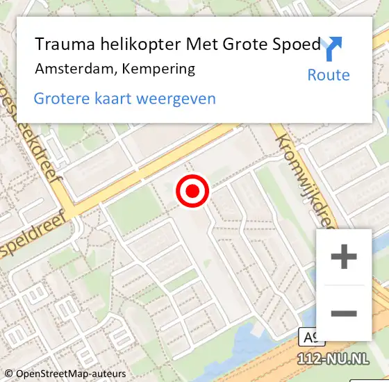 Locatie op kaart van de 112 melding: Trauma helikopter Met Grote Spoed Naar Amsterdam, Kempering op 11 december 2024 08:40