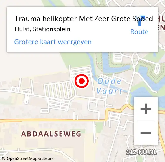 Locatie op kaart van de 112 melding: Trauma helikopter Met Zeer Grote Spoed Naar Hulst, Stationsplein op 11 december 2024 08:47