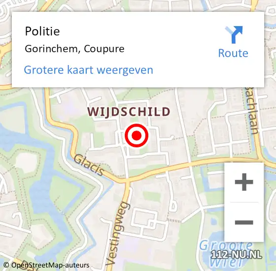 Locatie op kaart van de 112 melding: Politie Gorinchem, Coupure op 11 december 2024 09:05