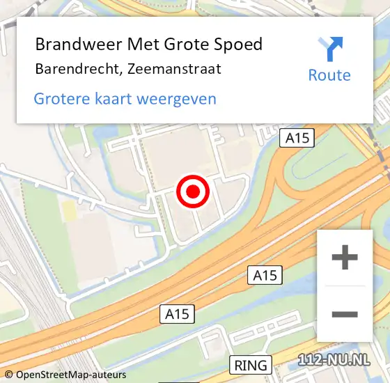 Locatie op kaart van de 112 melding: Brandweer Met Grote Spoed Naar Barendrecht, Zeemanstraat op 11 december 2024 09:11