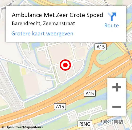 Locatie op kaart van de 112 melding: Ambulance Met Zeer Grote Spoed Naar Barendrecht, Zeemanstraat op 11 december 2024 09:11