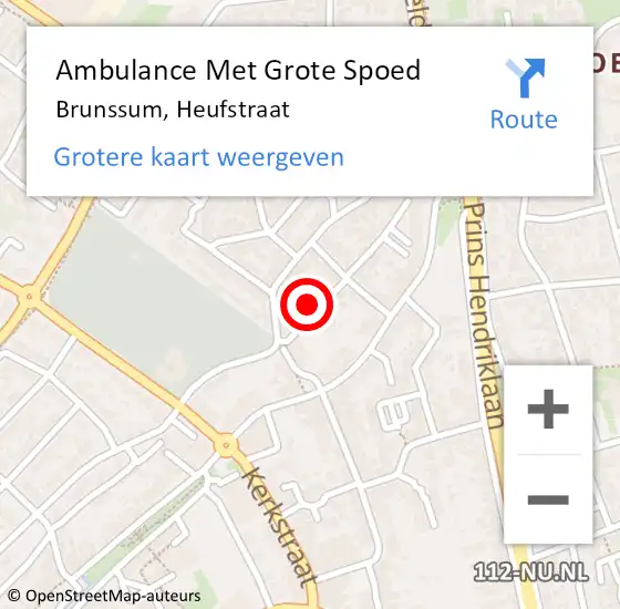 Locatie op kaart van de 112 melding: Ambulance Met Grote Spoed Naar Brunssum, Heufstraat op 30 oktober 2014 01:36