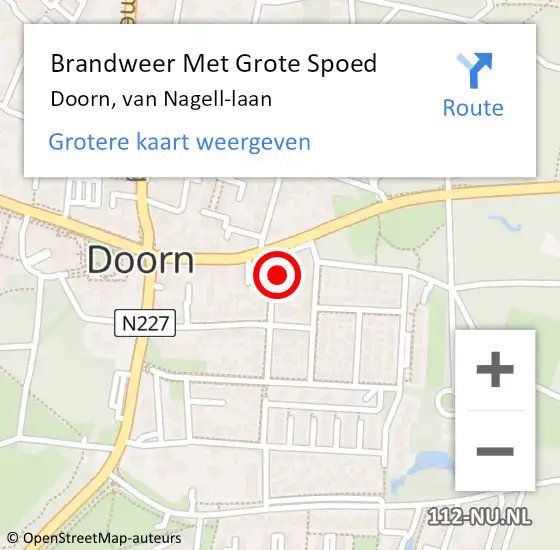 Locatie op kaart van de 112 melding: Brandweer Met Grote Spoed Naar Doorn, van Nagell-laan op 11 december 2024 09:38