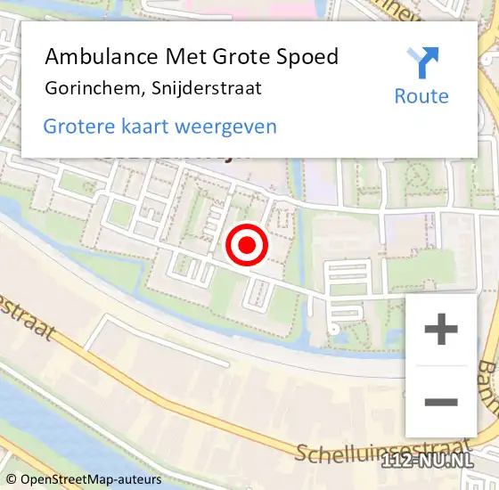 Locatie op kaart van de 112 melding: Ambulance Met Grote Spoed Naar Gorinchem, Snijderstraat op 11 december 2024 09:39