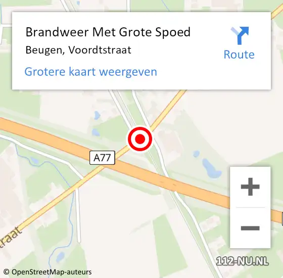 Locatie op kaart van de 112 melding: Brandweer Met Grote Spoed Naar Beugen, Voordtstraat op 11 december 2024 09:42