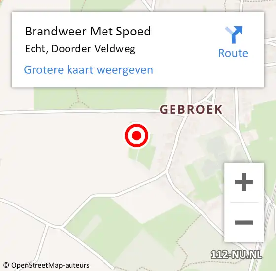 Locatie op kaart van de 112 melding: Brandweer Met Spoed Naar Echt, Doorder Veldweg op 11 december 2024 10:03