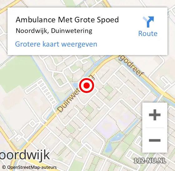 Locatie op kaart van de 112 melding: Ambulance Met Grote Spoed Naar Noordwijk, Duinwetering op 11 december 2024 10:06