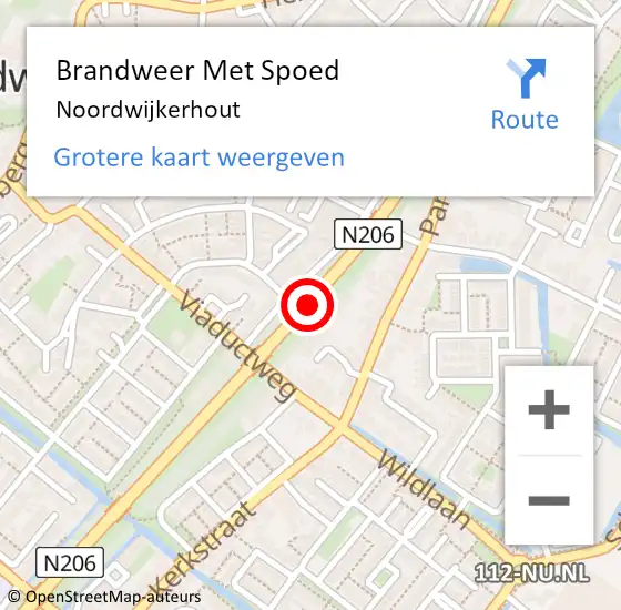 Locatie op kaart van de 112 melding: Brandweer Met Spoed Naar Noordwijkerhout op 11 december 2024 10:38