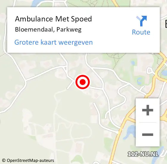 Locatie op kaart van de 112 melding: Ambulance Met Spoed Naar Bloemendaal, Parkweg op 11 december 2024 10:50