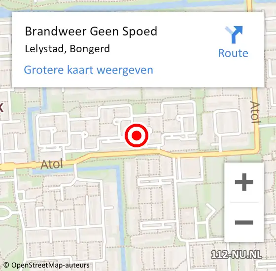 Locatie op kaart van de 112 melding: Brandweer Geen Spoed Naar Lelystad, Bongerd op 11 december 2024 11:29