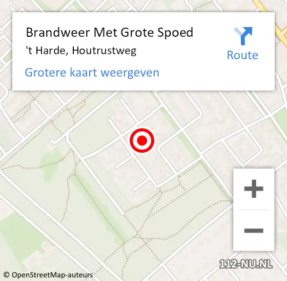 Locatie op kaart van de 112 melding: Brandweer Met Grote Spoed Naar 't Harde, Houtrustweg op 11 december 2024 11:47