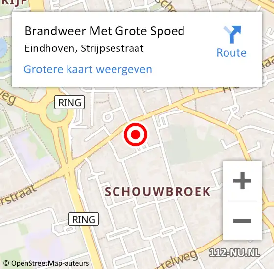 Locatie op kaart van de 112 melding: Brandweer Met Grote Spoed Naar Eindhoven, Strijpsestraat op 11 december 2024 11:49