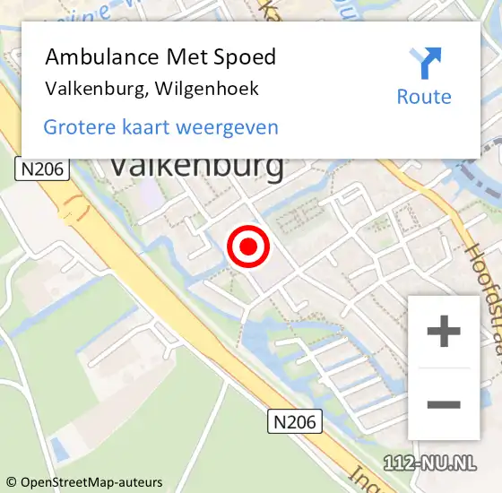 Locatie op kaart van de 112 melding: Ambulance Met Spoed Naar Valkenburg, Wilgenhoek op 11 december 2024 11:50