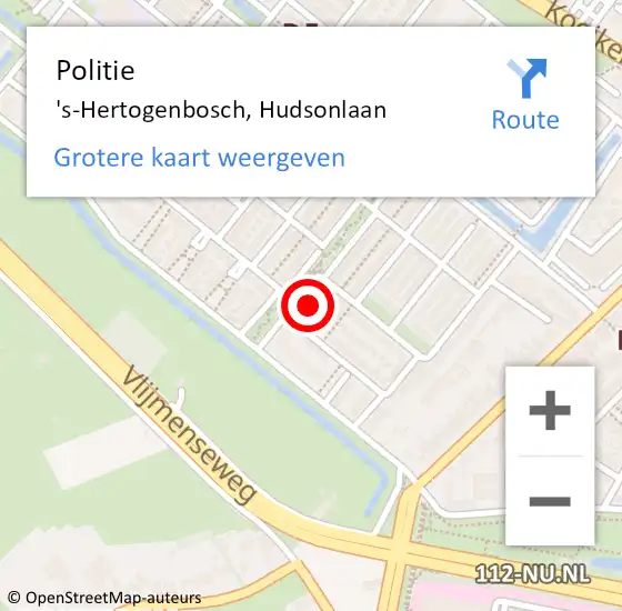 Locatie op kaart van de 112 melding: Politie 's-Hertogenbosch, Hudsonlaan op 11 december 2024 11:52