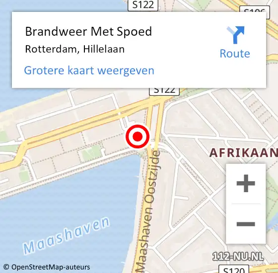 Locatie op kaart van de 112 melding: Brandweer Met Spoed Naar Rotterdam, Hillelaan op 11 december 2024 11:58