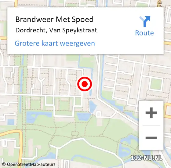 Locatie op kaart van de 112 melding: Brandweer Met Spoed Naar Dordrecht, Van Speykstraat op 11 december 2024 11:59