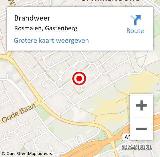 Locatie op kaart van de 112 melding: Brandweer Rosmalen, Gastenberg op 30 oktober 2014 02:41