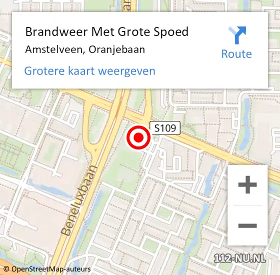 Locatie op kaart van de 112 melding: Brandweer Met Grote Spoed Naar Amstelveen, Oranjebaan op 11 december 2024 12:23