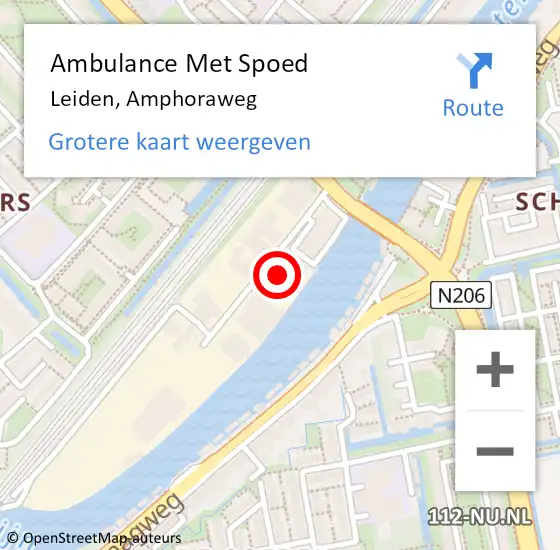 Locatie op kaart van de 112 melding: Ambulance Met Spoed Naar Leiden, Amphoraweg op 11 december 2024 12:41