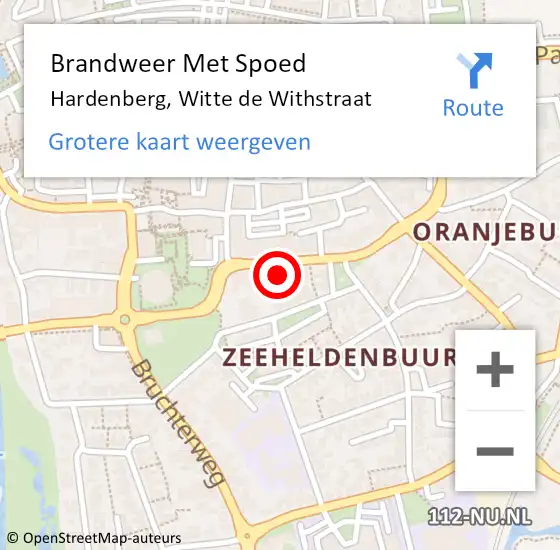 Locatie op kaart van de 112 melding: Brandweer Met Spoed Naar Hardenberg, Witte de Withstraat op 11 december 2024 12:50