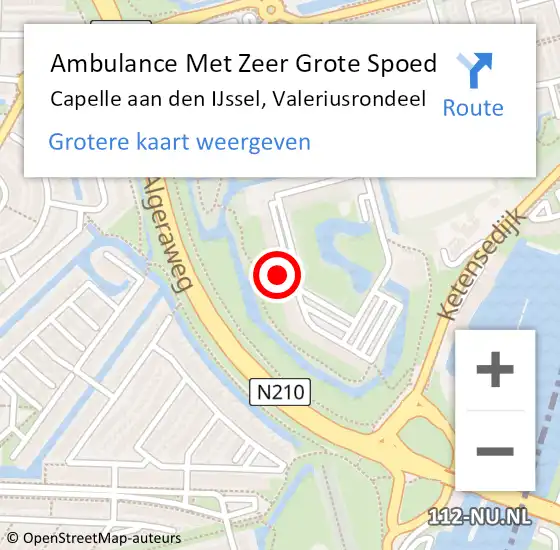 Locatie op kaart van de 112 melding: Ambulance Met Zeer Grote Spoed Naar Capelle aan den IJssel, Valeriusrondeel op 11 december 2024 12:55