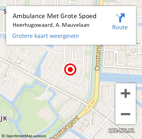 Locatie op kaart van de 112 melding: Ambulance Met Grote Spoed Naar Heerhugowaard, A. Mauvelaan op 11 december 2024 12:58