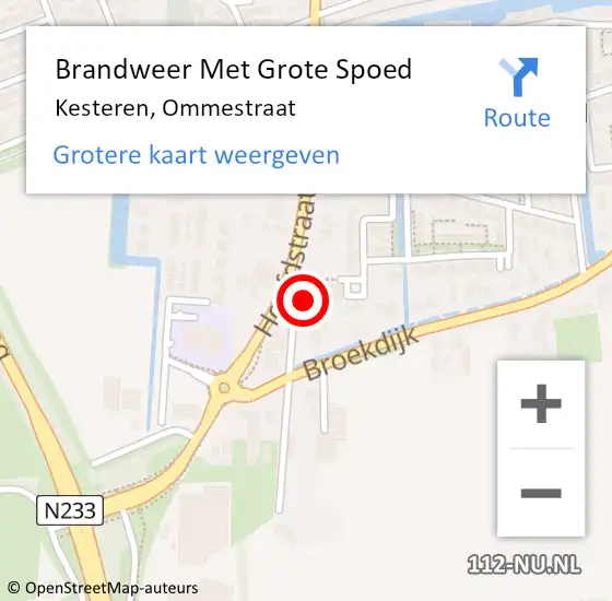 Locatie op kaart van de 112 melding: Brandweer Met Grote Spoed Naar Kesteren, Ommestraat op 11 december 2024 13:02