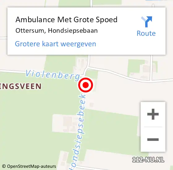 Locatie op kaart van de 112 melding: Ambulance Met Grote Spoed Naar Ottersum, Hondsiepsebaan op 30 oktober 2014 03:25