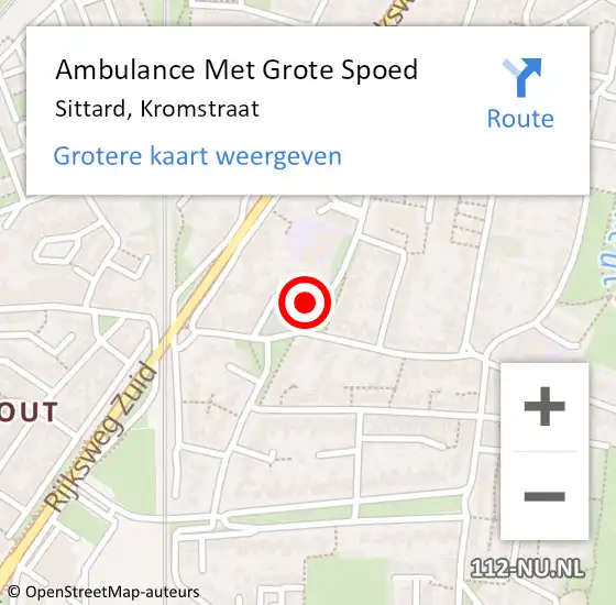 Locatie op kaart van de 112 melding: Ambulance Met Grote Spoed Naar Sittard, Kromstraat op 30 oktober 2014 03:42