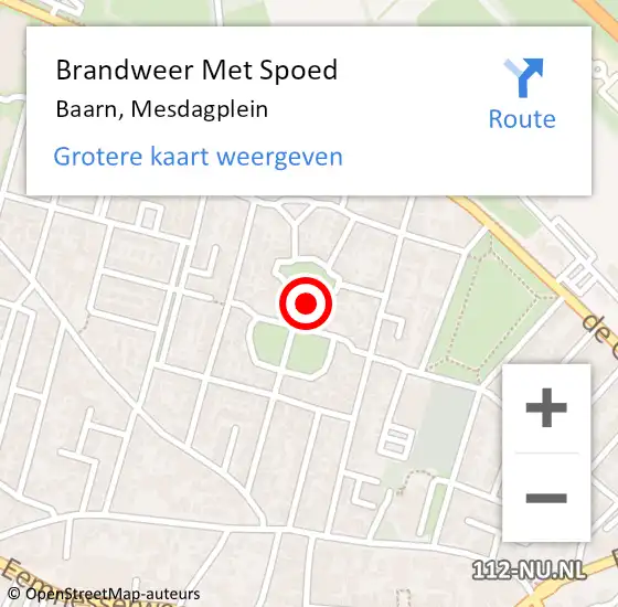 Locatie op kaart van de 112 melding: Brandweer Met Spoed Naar Baarn, Mesdagplein op 11 december 2024 13:41