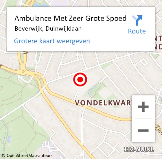 Locatie op kaart van de 112 melding: Ambulance Met Zeer Grote Spoed Naar Beverwijk, Duinwijklaan op 11 december 2024 14:05