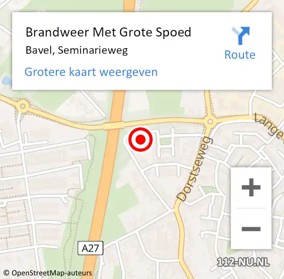 Locatie op kaart van de 112 melding: Brandweer Met Grote Spoed Naar Bavel, Seminarieweg op 11 december 2024 14:10