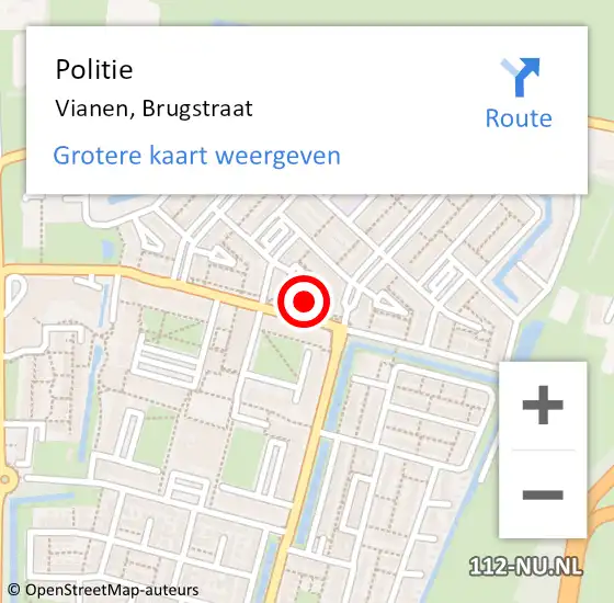 Locatie op kaart van de 112 melding: Politie Vianen, Brugstraat op 11 december 2024 14:12