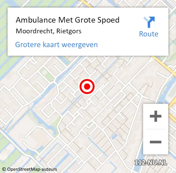 Locatie op kaart van de 112 melding: Ambulance Met Grote Spoed Naar Moordrecht, Rietgors op 11 december 2024 14:30