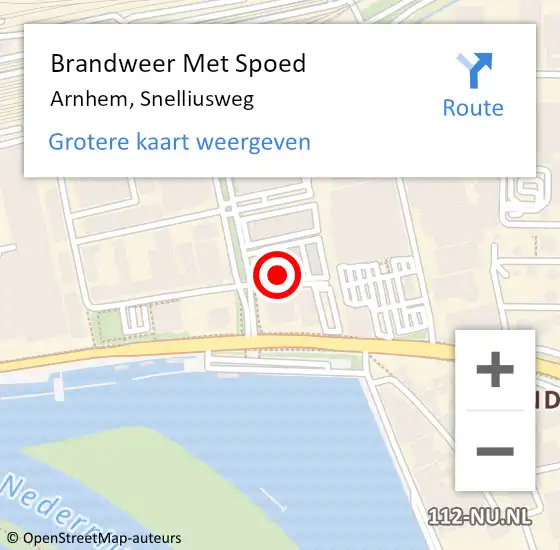 Locatie op kaart van de 112 melding: Brandweer Met Spoed Naar Arnhem, Snelliusweg op 11 december 2024 14:37